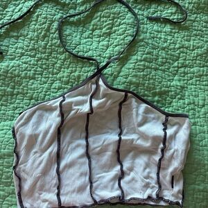 RVCA Cream and Brown Halter Top